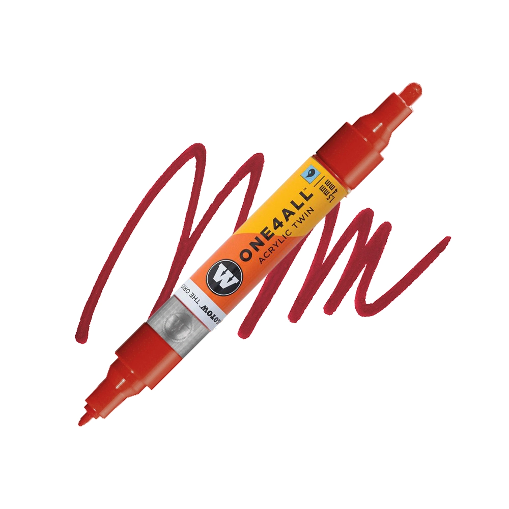 Molotow ONE4ALL Acryl Twin двустранен акрилен маркер, 1,5 + 4 мм, малиново червен